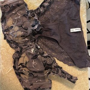 Soma Women's Sheer Lace Bra Set - Dark Purple